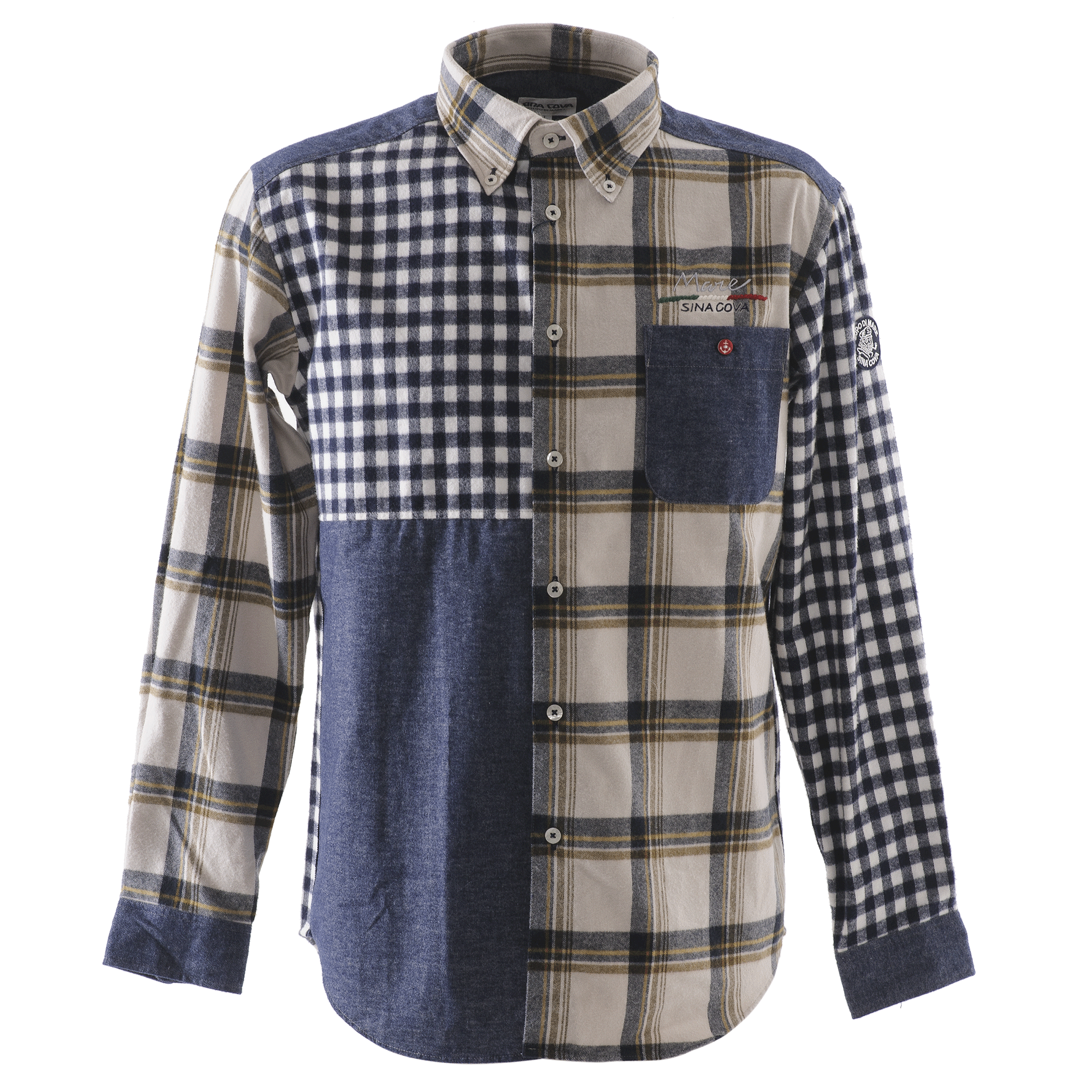 クレイジーパターンチェック柄長袖ボタンダウンシャツ 23224040