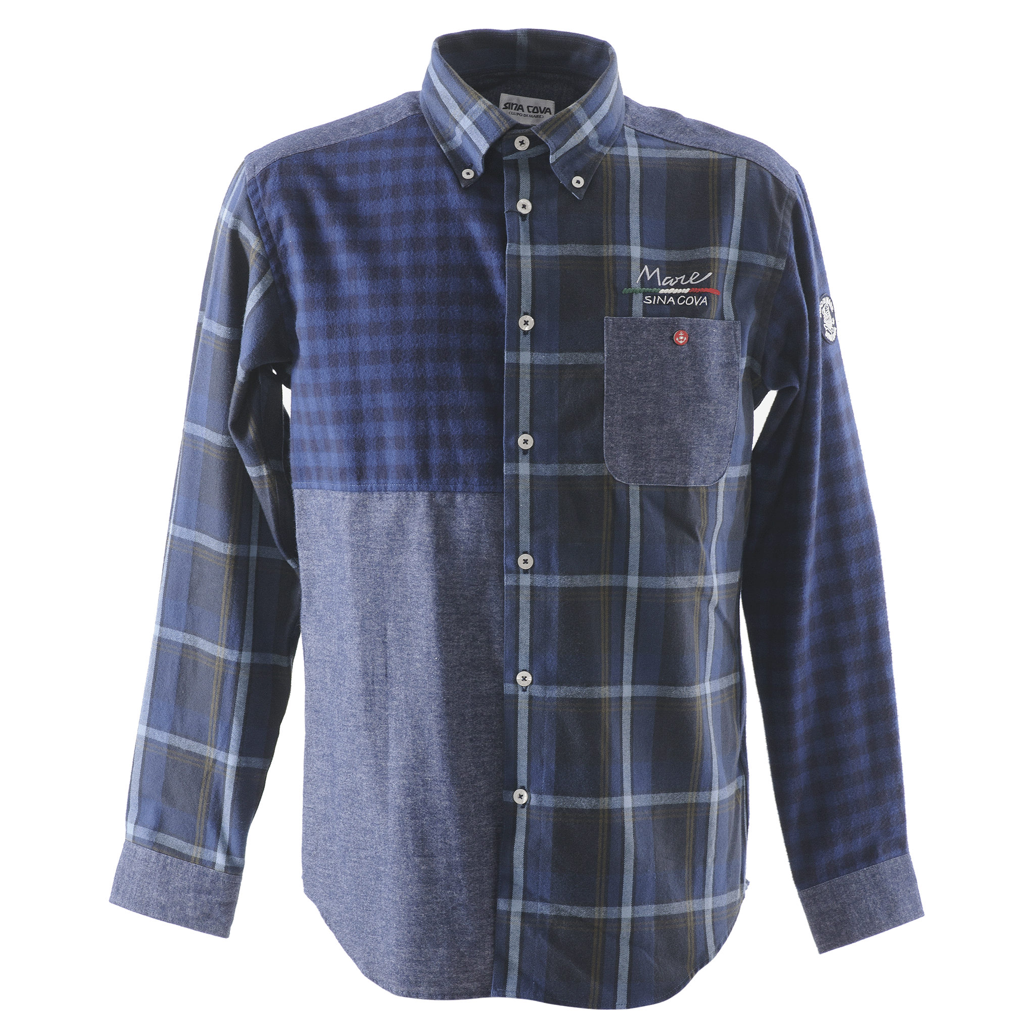 クレイジーパターンチェック柄長袖ボタンダウンシャツ 23224040