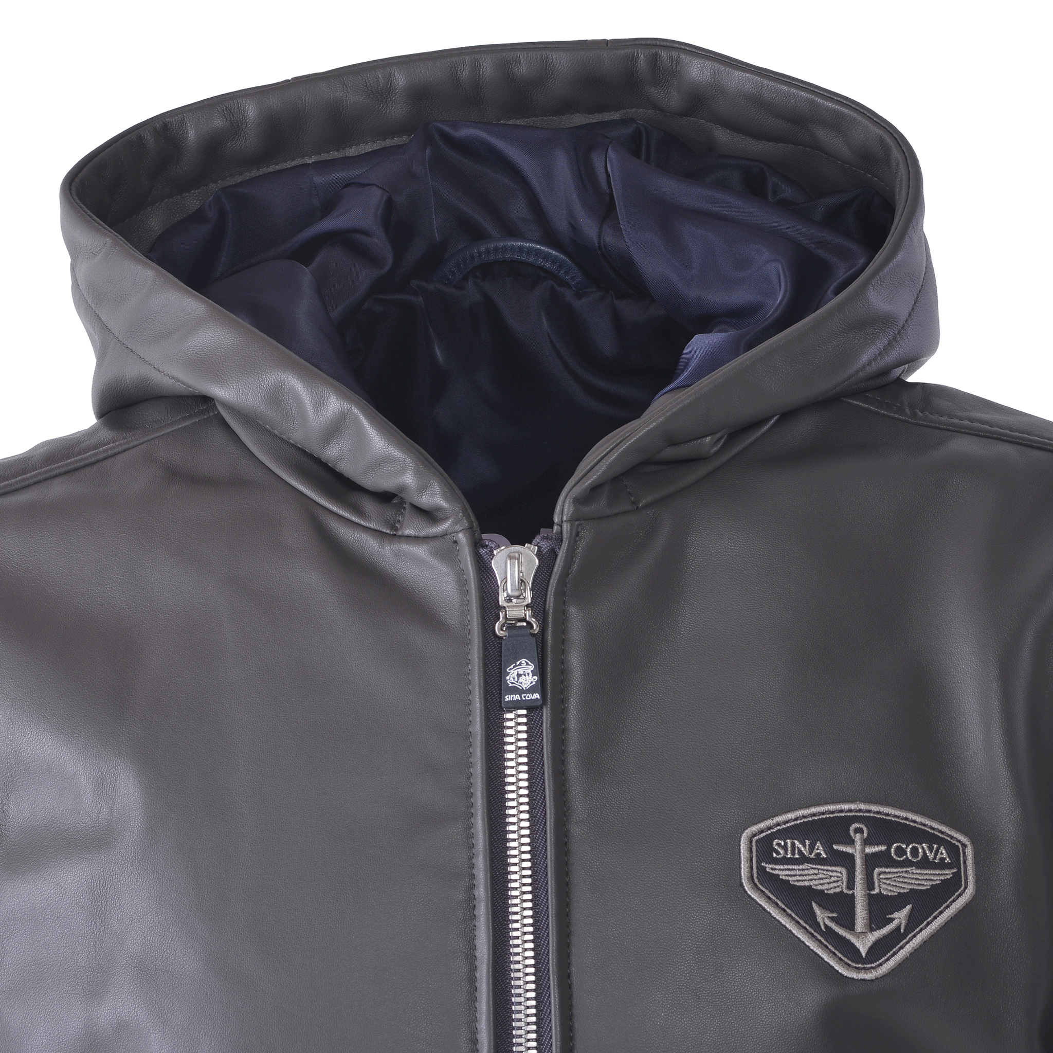 フード付きレザージャケット 25223910