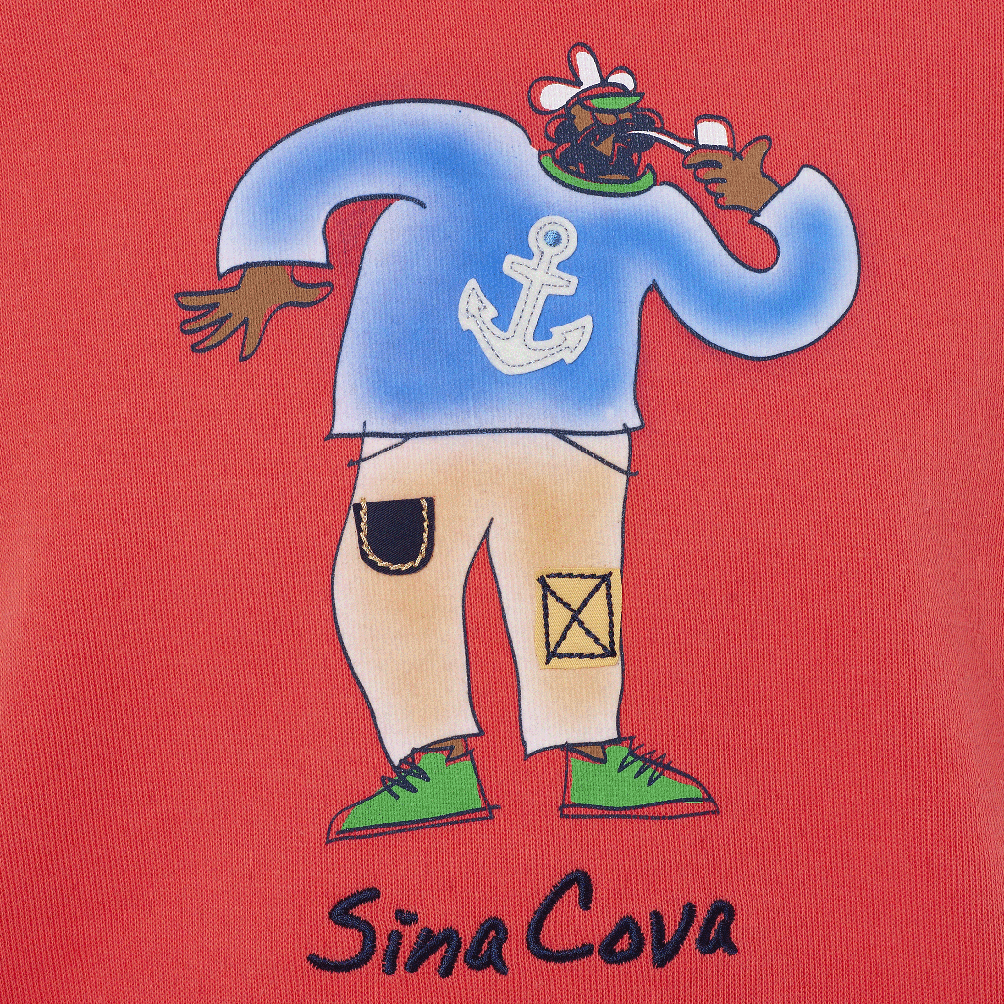 【公式】シナコバ (SINA COVA) クルーネックトレーナー 22220040 ピンクのプリント部分