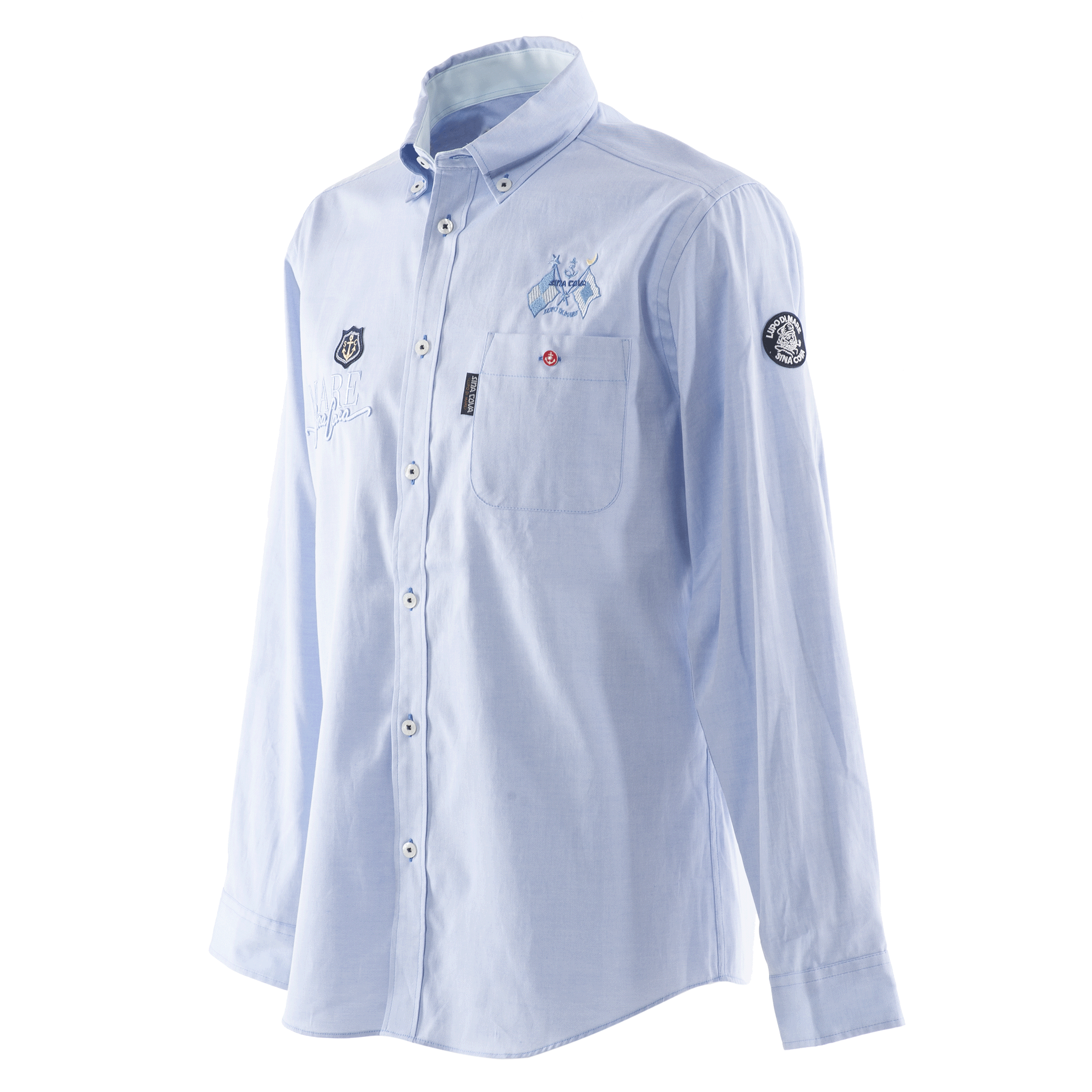 長袖ボタンダウンシャツ ワイシャツ カッターシャツ 刺繍入り スマートカジュアル 23114010