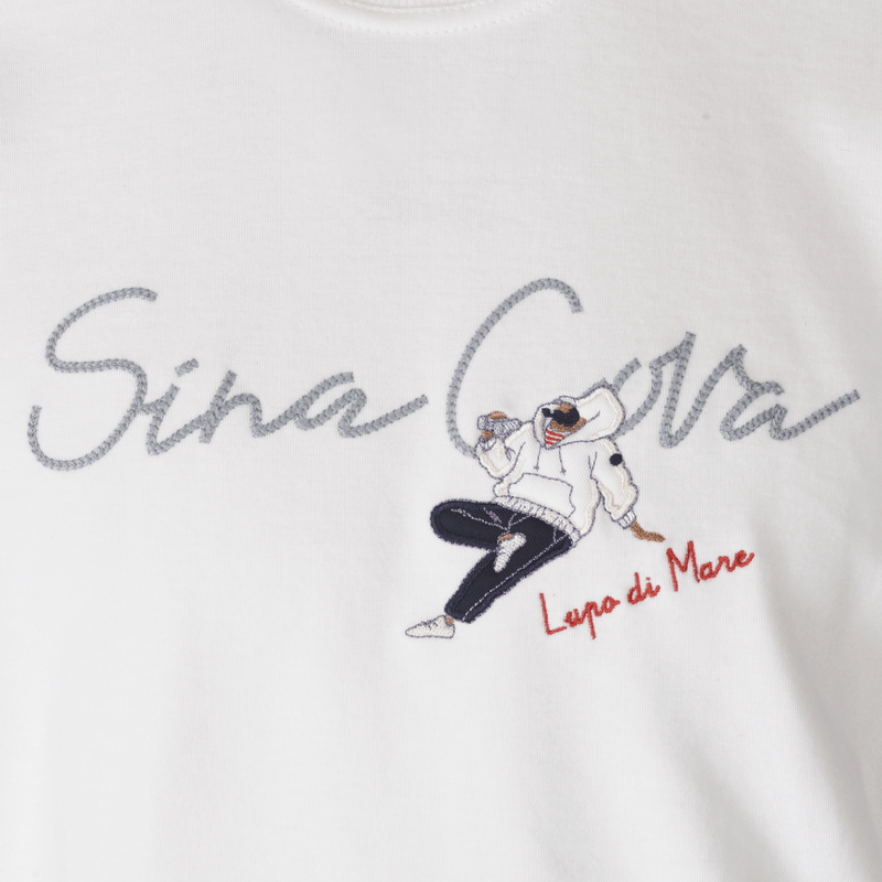 【公式】シナコバ （SINA COVA） クルーネックトレーナー 24120020 オフホワイトの刺繡部分