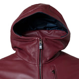 Leather blouson with hood 18223910